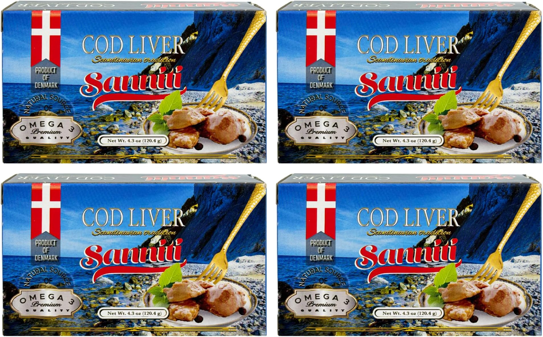 Sanniti Cod Liver, Scandinavian Edition, 4.3 oz (Pack of 4)