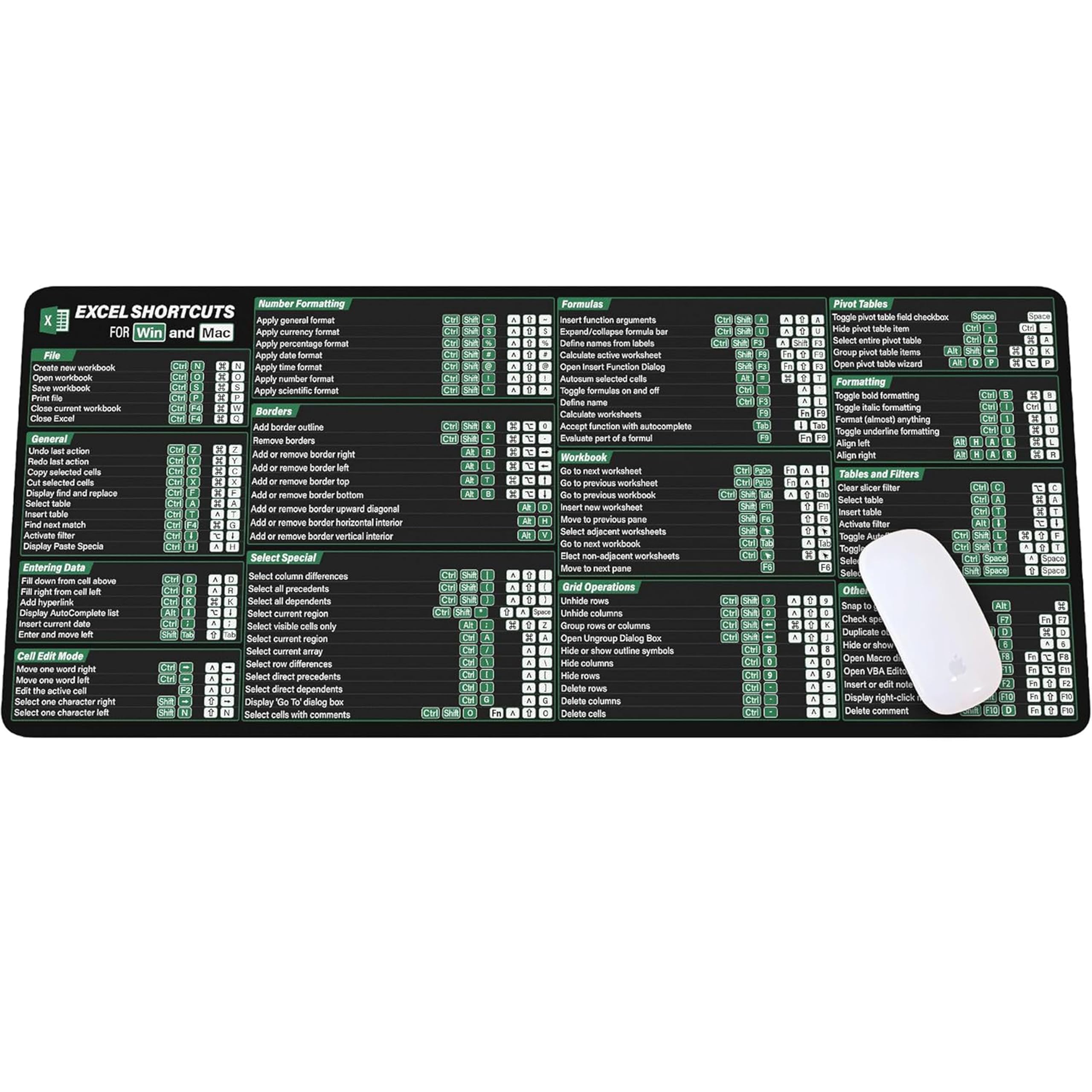 Excel Shortcuts Cheat Sheet Mouse Mat KMH Office Cheatsheet Mouse Pad for Windows Ma.c, Excel Large Desk Mat, Mousepad Essential Computer Accessories for Study, Work, and Reference Purposes