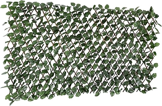 ECOOPTS Expandable Artificial Leaf Faux Ivy Sweet Potato Leaves Privacy Fence Screen, Stretchable Decorative Fencing Panel for Balcony Patio Outdoor Single Sided Leaves, 1 Piece