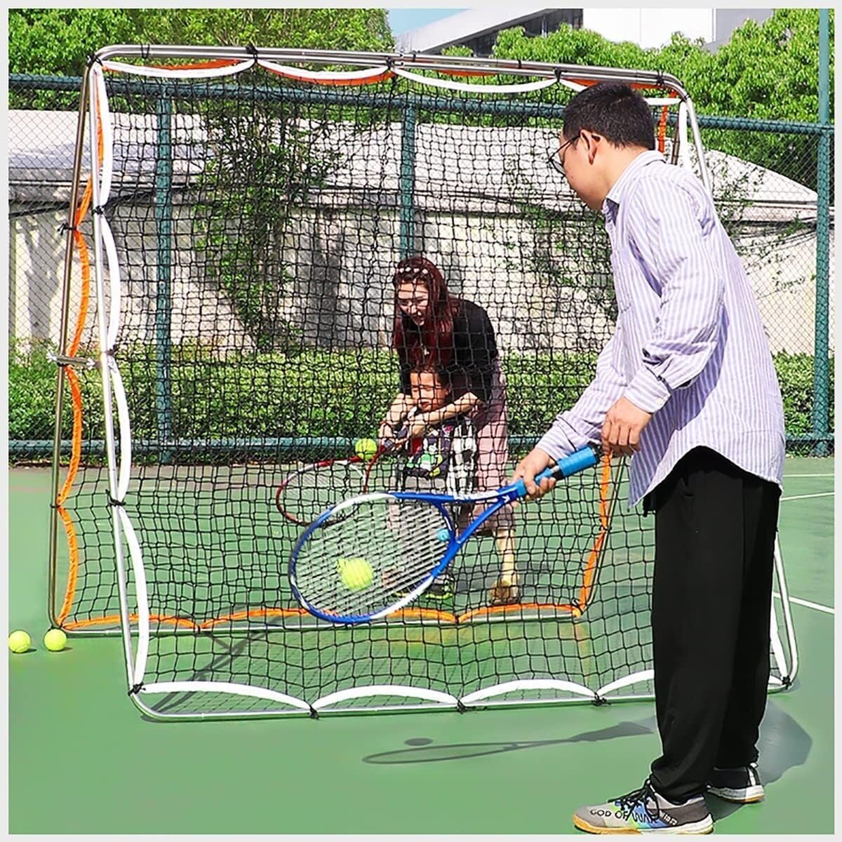 6.6ft X 6.6ft Tennis Rebounder 8 Gears Adjustable Tennis Rebound Net, Training Equipment Double Tennis Practice Wall for Groundstrokes & Volleying Tennis