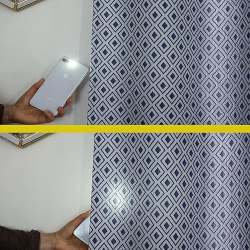 Miniatura 4 de Cortinas de jacquard cuadradas azules de lino semitransparentes filtrantes de luz transparentes con ojales para ventana hasta el suelo, cortinas