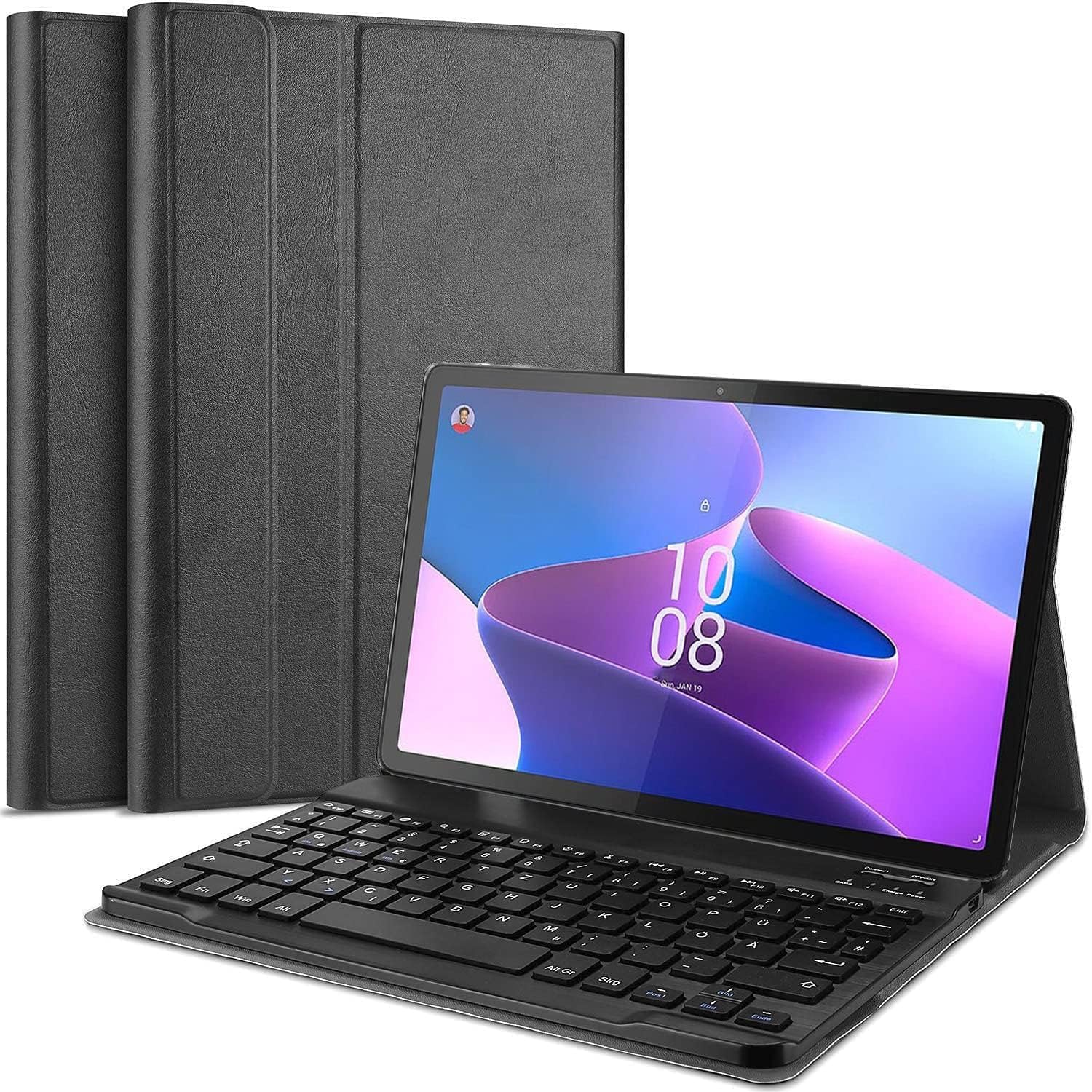typecase Keyboard Case for Lenovo Tab P12 (12.7 Inch) with Pen Holder Slot, Mutiple Viewing Angle, Magnetically Detachable Wireless Bluetooth Keyboard with Smart Cover for TB-370FU (Black)