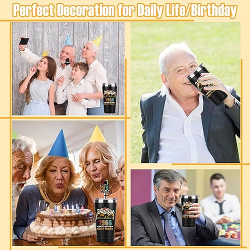 Miniatura 6 de Regalos de cumpleaños número 60 para hombres, mujeres y amigos, vaso de acero inoxidable de 20 onzas con aislamiento al vacío, vaso térmico de