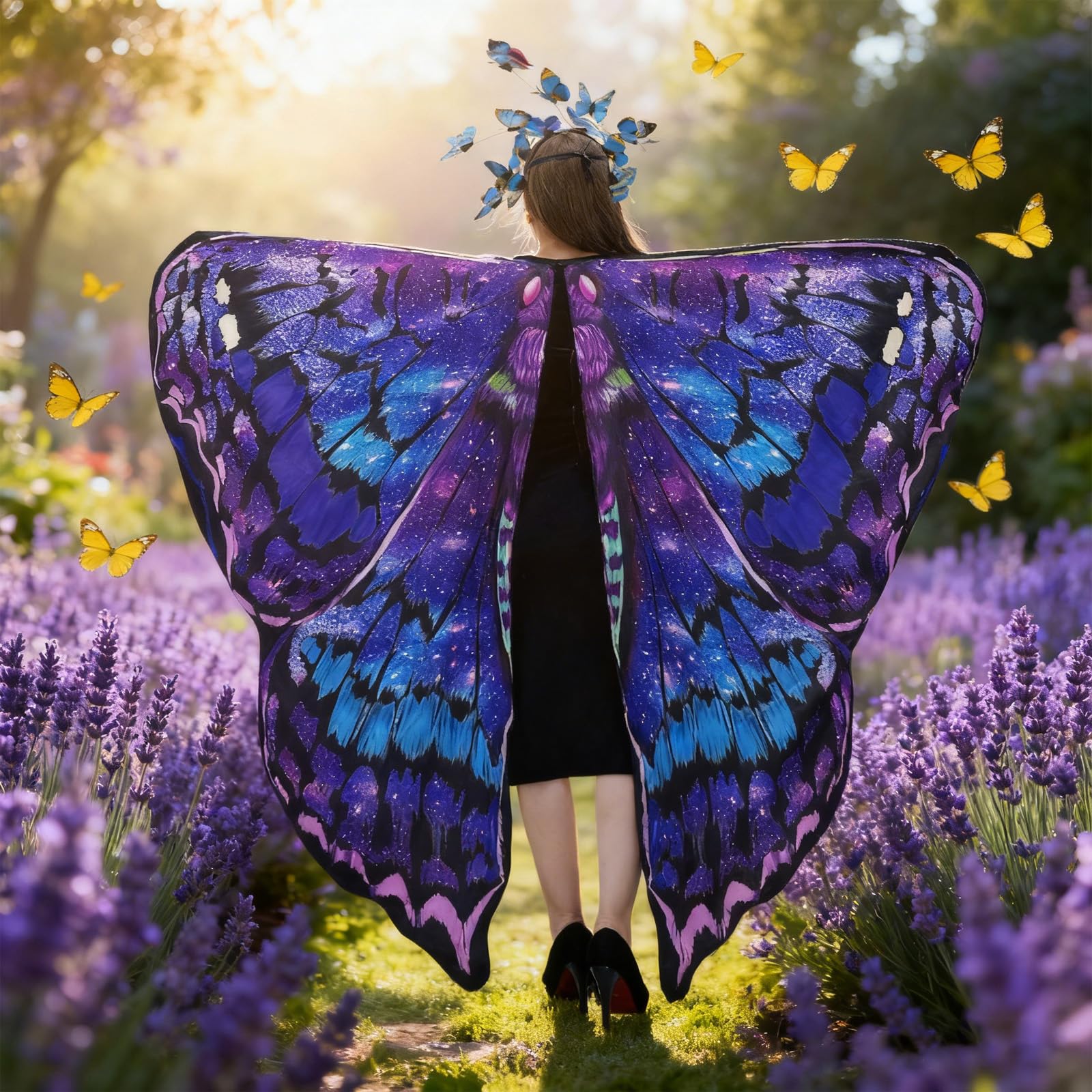 SwirlColor Vlindervleugel cape sjaal met vlinder hoofdband