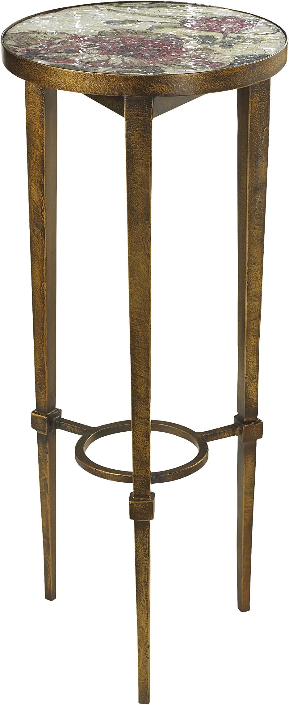 French Heritage Fleur Accent Table with Mosaic Top