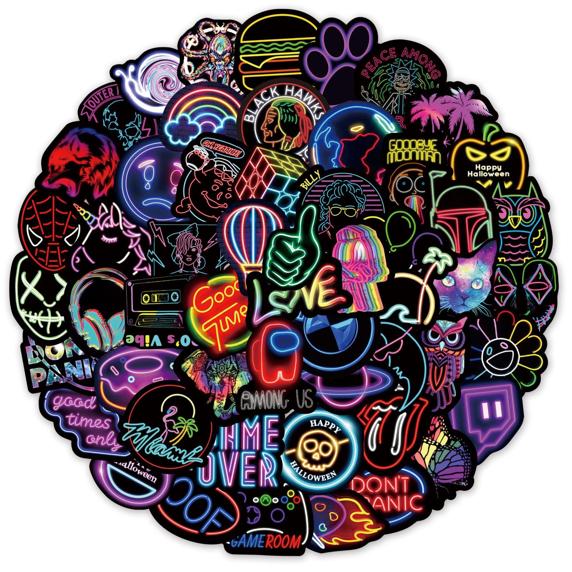 50 Coole Neon-Aufkleber - Graffiti Style Für Laptop, Skateboard & Mehr
