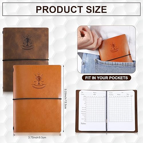 Miniatura 2 de Chinco Libro de puntuación de golf, libro de yarda de golf, bolsillo trasero, de cuero, para deportes y accesorios para palos de golf al aire libre