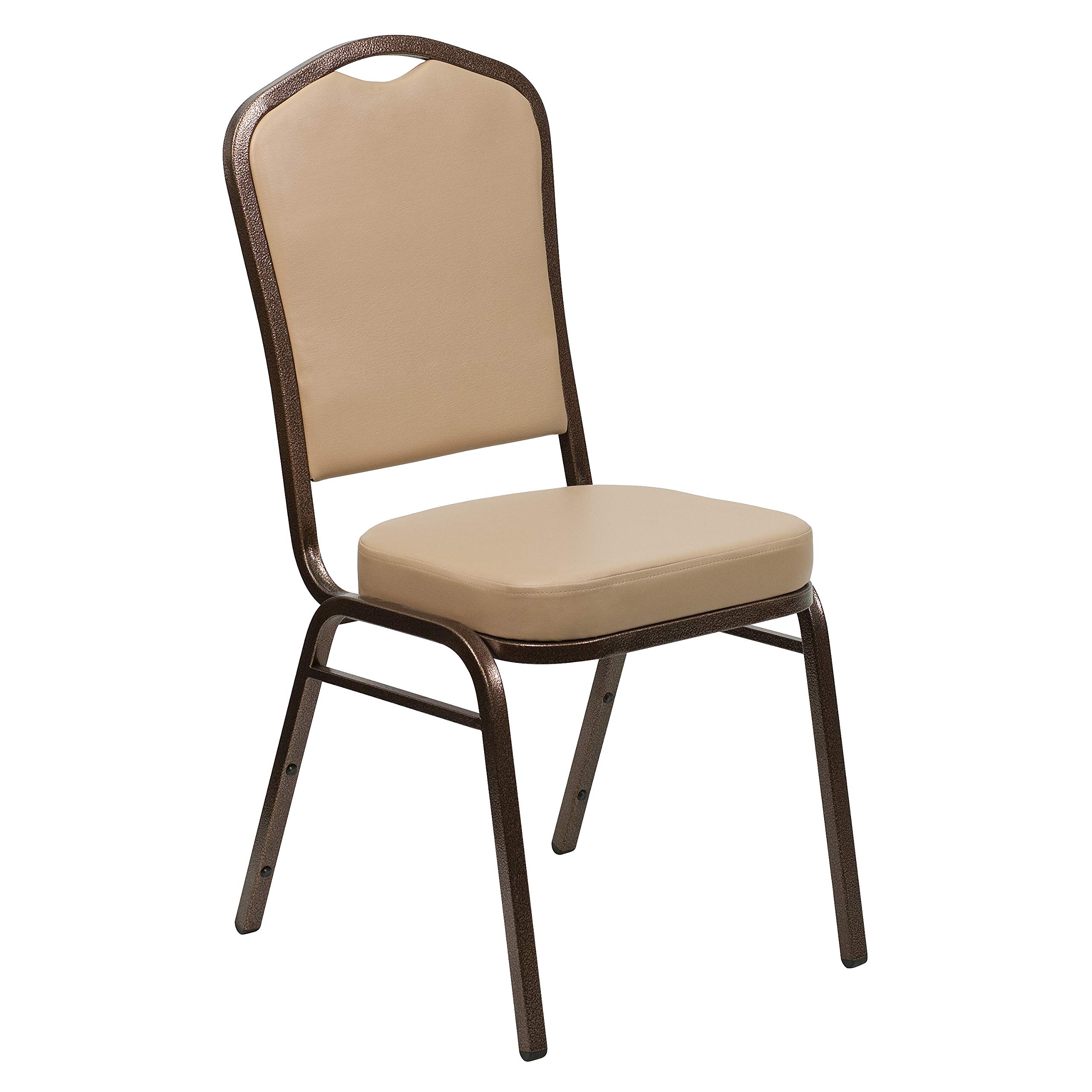 Flash Furniture Tan Vinyl/Copper Vein Frame / Set of 1 / Contemporary Stacking Chairs