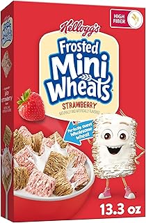 Kellogg's Frosted Mini-Wheats Breakfast Cereal, Kids Cereal, Family Breakfast, Strawberry, 13.3oz Box (1 Box)