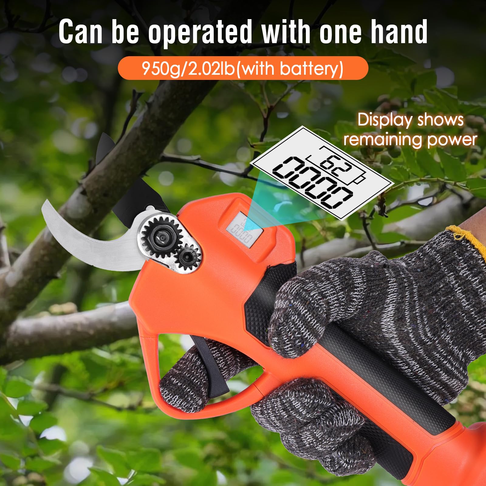 Forbici Potatura a Batteria Brushless 35 mm con 2 Batterie 2.0Ah | Doppia apertura regolabile per rami diversi, lama precisa, perfetta per alberi da frutto, vigneto e lavori di giardinaggio