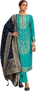 DRAVINAM Trends Pure Dola Banarasi Silk with Meenakari Zari Salwar suit Dress Material and Dola Silk Jacquard Double Jari ... Price In India