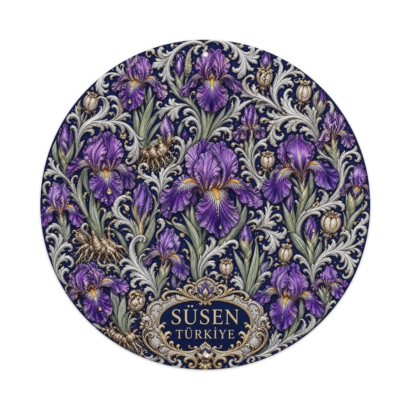 Indigo Turkey Arabesque Pattern Blue Botanical Classic Metal Tin Sign