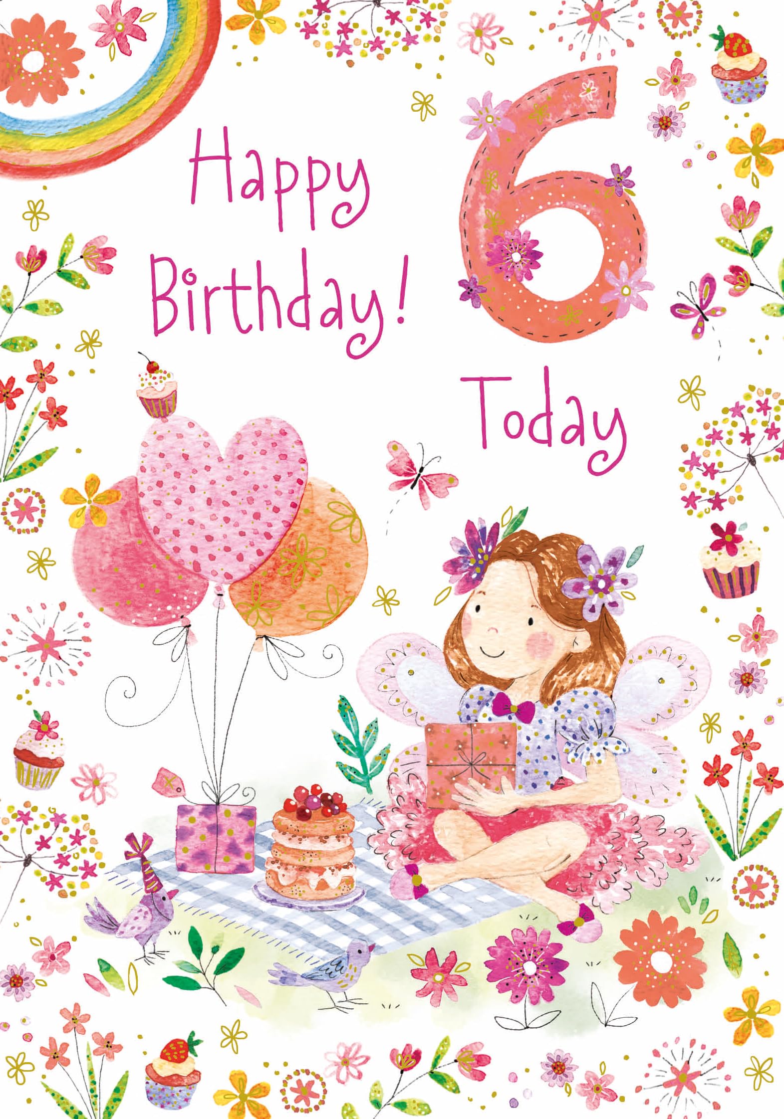 Paperlink Biglietto Di Compleanno Per Donna - Design Cocktail Con Fiori