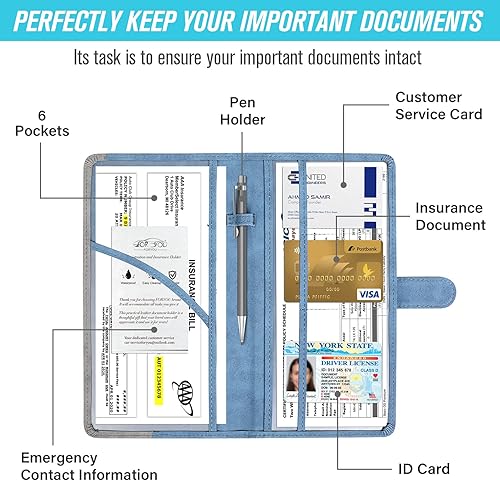 Miniatura 23 de foryou Soporte para registro de automóvil y seguro con cierre magnético, guantera de vehículo para documentos, organizador de papeleo