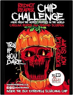 Red Hot Reaper – 1x Chip Challenge Hottest Snack – Halloween Carolina Reaper Spicy Challenge - Stupidly Spicy Hot Chip