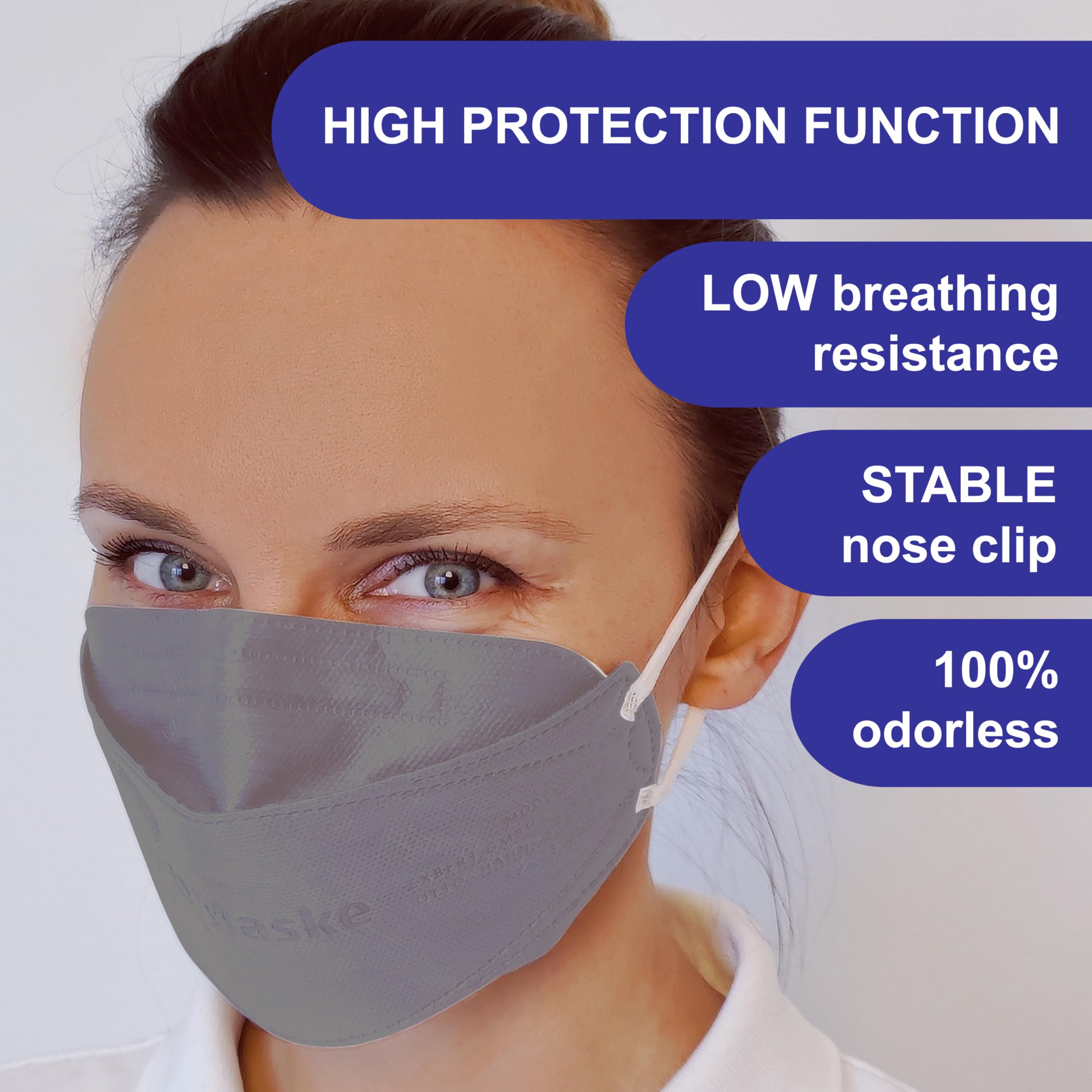kela Masques respiratoires FFP2 avec 2 économiseurs d'oreilles | Fabriqué en Allemagne | Masque respiratoire climatiquement neutre avec capacité respiratoire