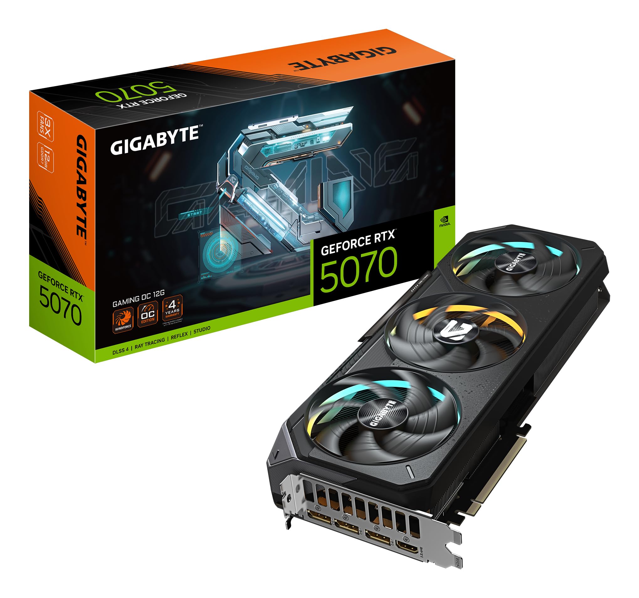 Gigabyte GeForce RTX 5070 Gaming OC 12G Grafikkarte - 12GB GDDR7, 192 Bit, PCI-E 5.0, 2625 MHz Core Clock, 3 x DP 2.1a, 1 x HDMI 2.1b, NVIDIA DLSS 4, GV-N5070GAMING OC-12GD