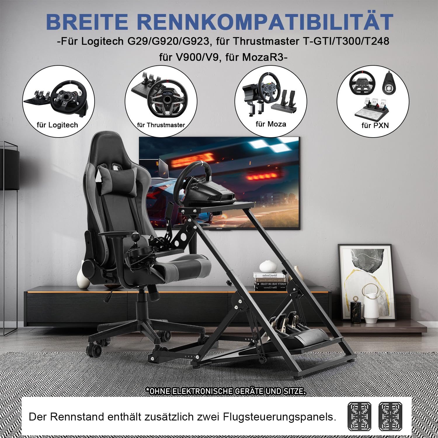 Anman Foldable Flight Simulation Cockpit 3.0 mit Fixed Slot für Logitech, Thrustmaster, Fanatec, Adjustable Pedals