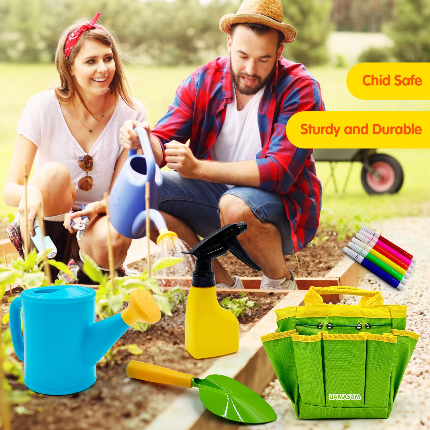 Juego de herramientas de jardinería – El kit de herramientas de jardín incluye rastrillo de pala, pala, delantal, guantes, regadera y bolsa de mano resistente para el mejor regalo al aire 5