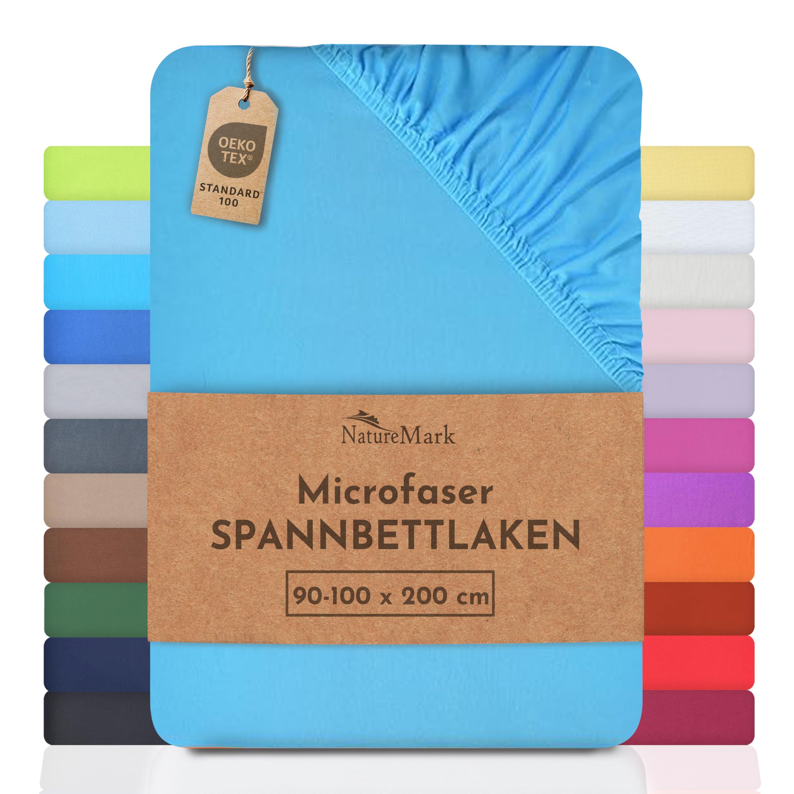 NatureMark - Mikrofaser SPANNBETTLAKEN zum Sparpreis! viele Größen und Farben Markenware (90x200-100x200 cm, türkis)