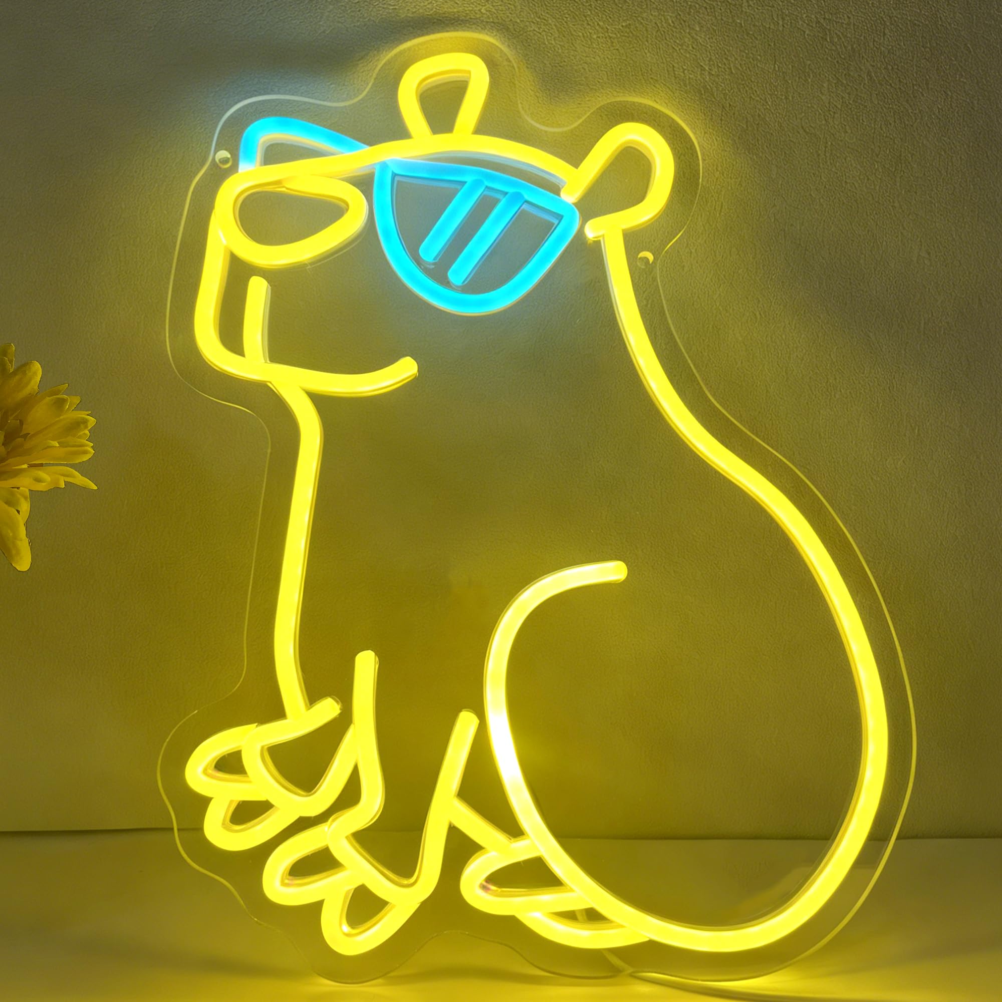 Capybara Neon Sign, Cute Dimmable Led Neon Night Lights Up Animal Capybara Decor for Bedroom Living Room Man Cave Home Bar Wall Decoration, Birthday Party Christmas Gifts for Kids Girls Boys Adults