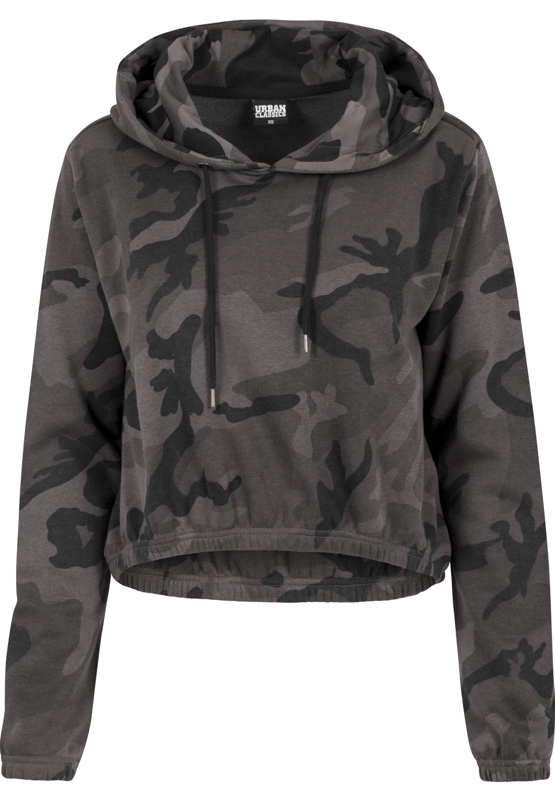 Urban Classics Women's Ladies Cropped Hoody Hooded Sweatshirt, Dark Camo, M