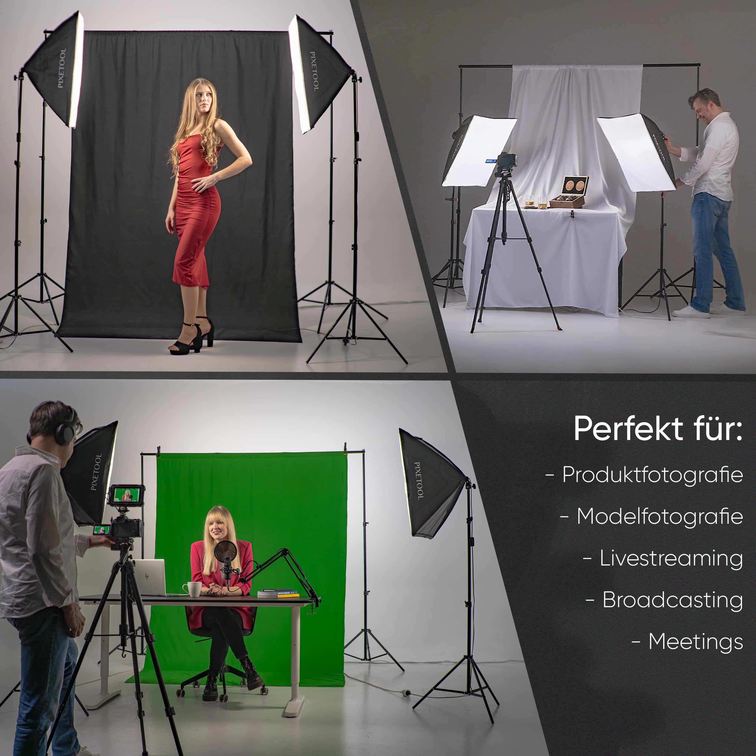 Greenscreen (1,8m x 2,8m) mit Ständer (2m x 2m) - Green Screen | Fotohintergrund - Fotostudio Set - Hintergrund Stativ - Hintergrundstoffe - Gaming Streaming Fotografie Zubehör