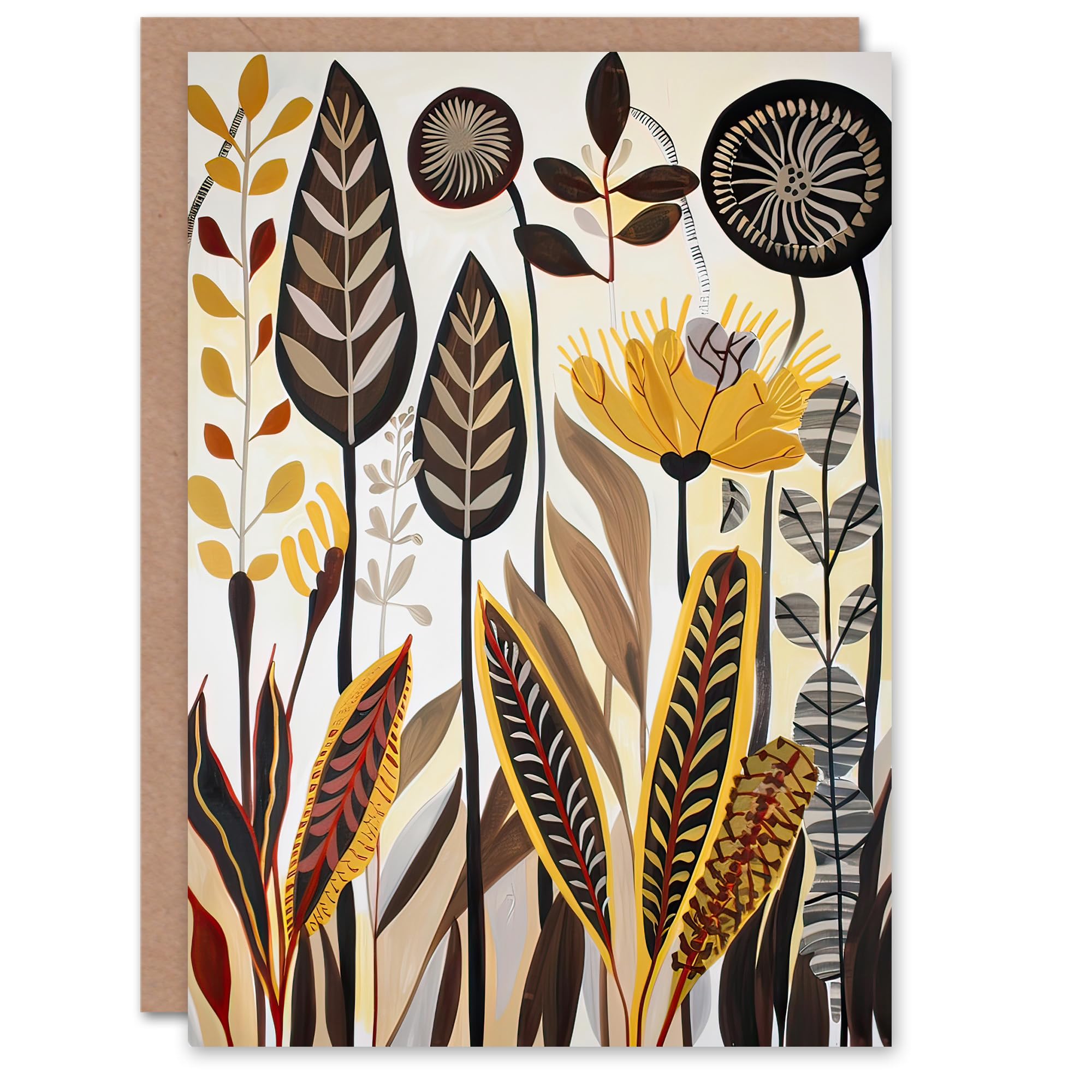 Artery8 Greeting Card Rustic Abstract Wildflowers Painting Folk Art For Her Woman Birthday Card