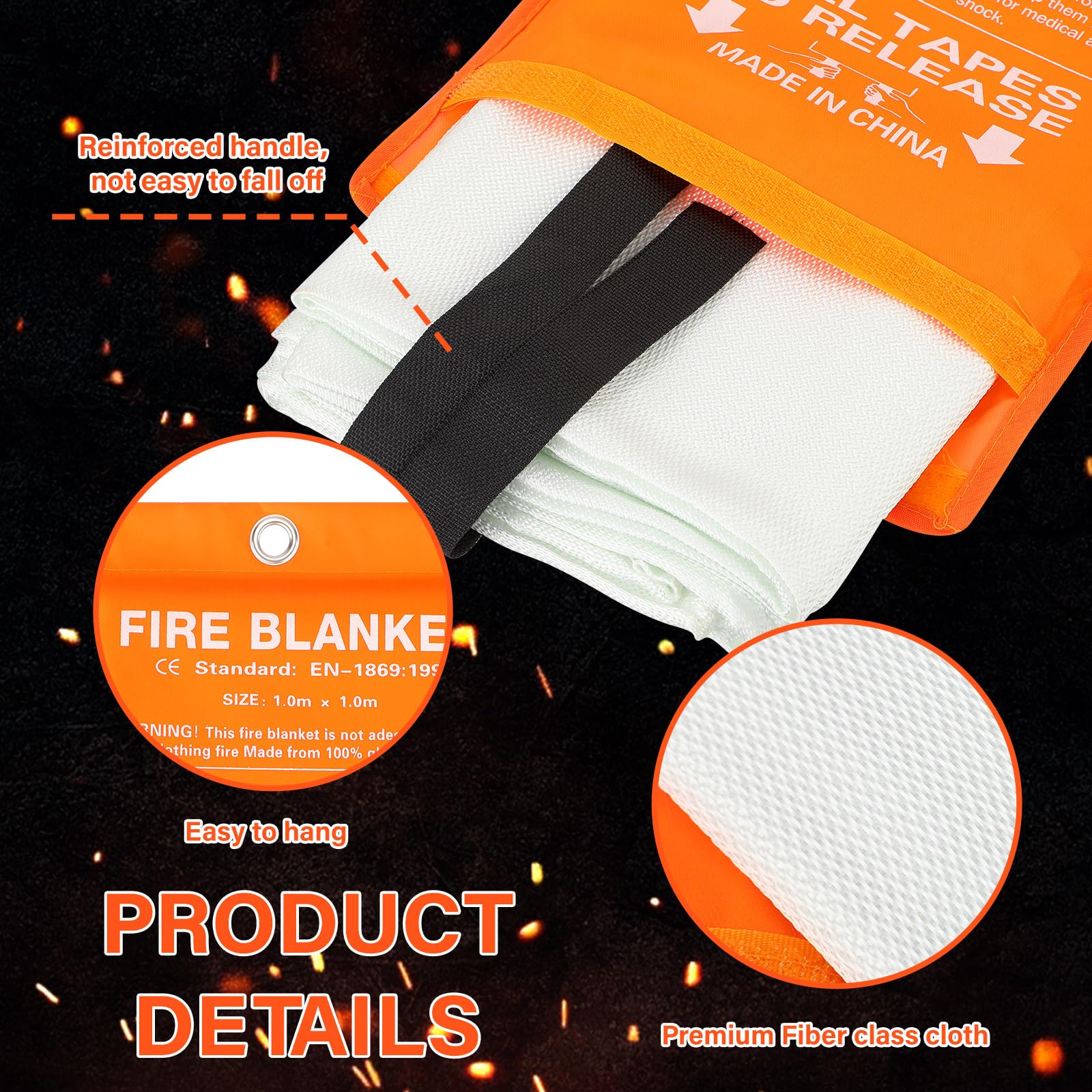 Paquete de 10 mantas ignífugas de fibra de vidrio, manta de emergencia ignífuga, manta de supresión de incendios, cubierta de seguridad de supervivencia de emergencia ignífuga para cocina, hogar,