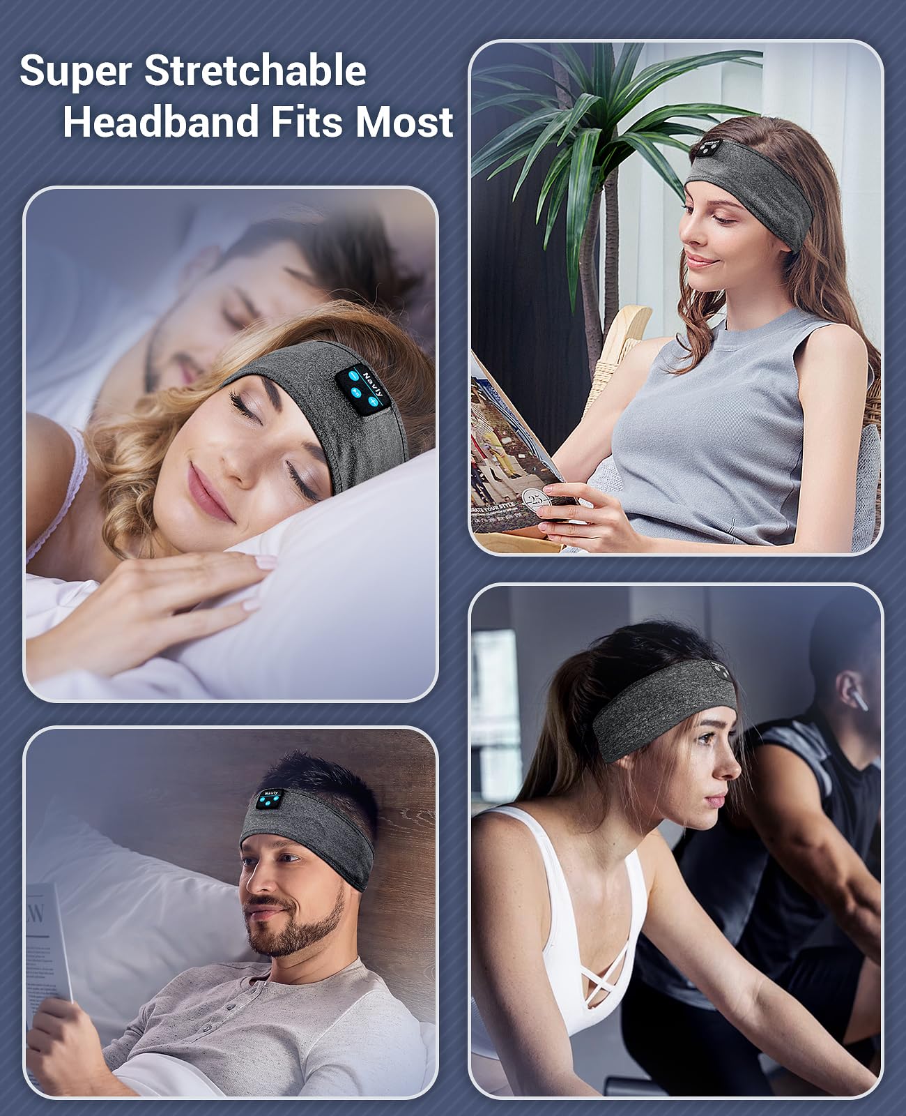 Navly Cuffie Bluetooth V5.4 con fascia per dormire, per dormire, comode cuffie per donne, per dormire e rilassarsi, idea regalo per donne e uomini