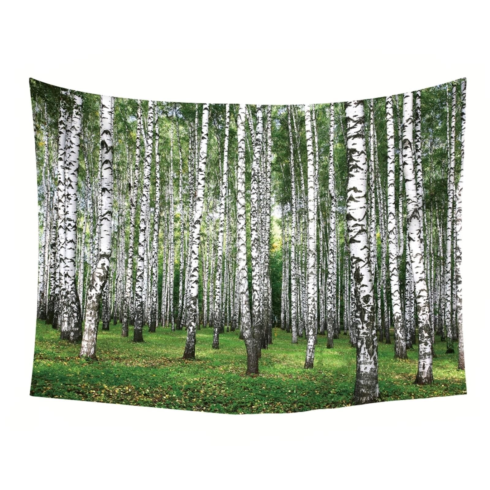 Wystrój salonu estetyczne dekoracje pokoju białe drzewa zielona mikrofibra szer. 240 cm x wys. 240 x 220 cm