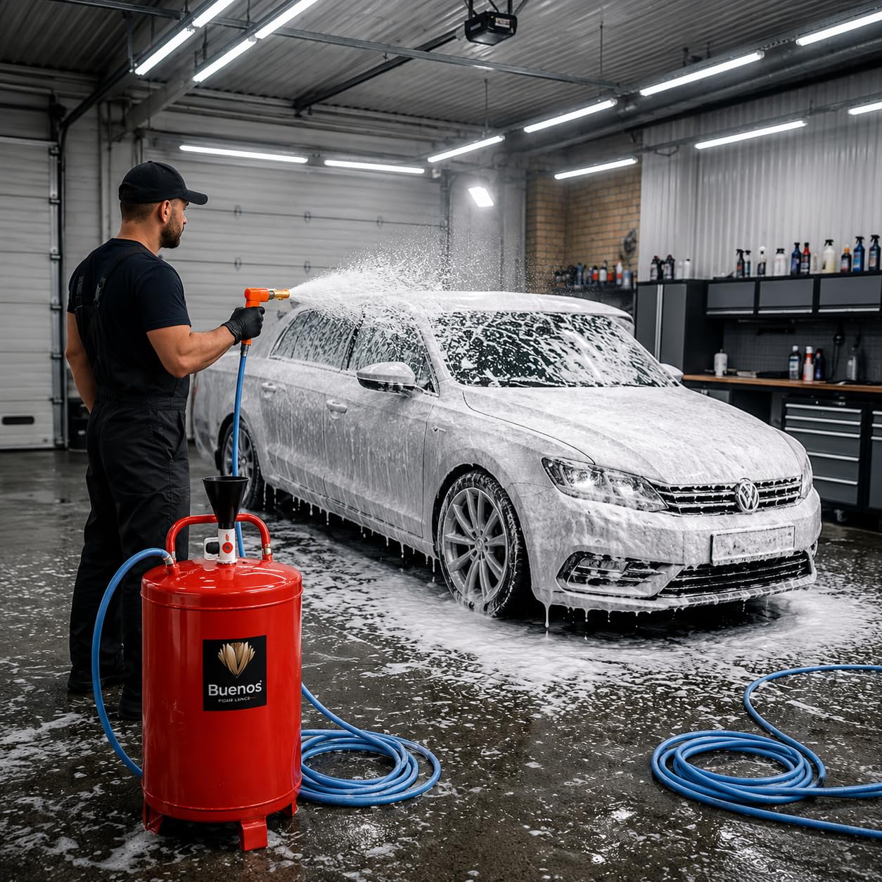 Buenos™ Heavy Duty 2-MM Mild Steel Foam Tank,80L Capacity,Pressure 2-3 Bar,5m Hose,Air Regulator,Pressure Relief Valve.Wheels,Level Indicator for Car Wash,Industrial Cleaning,Commercial Sanitation-image-21