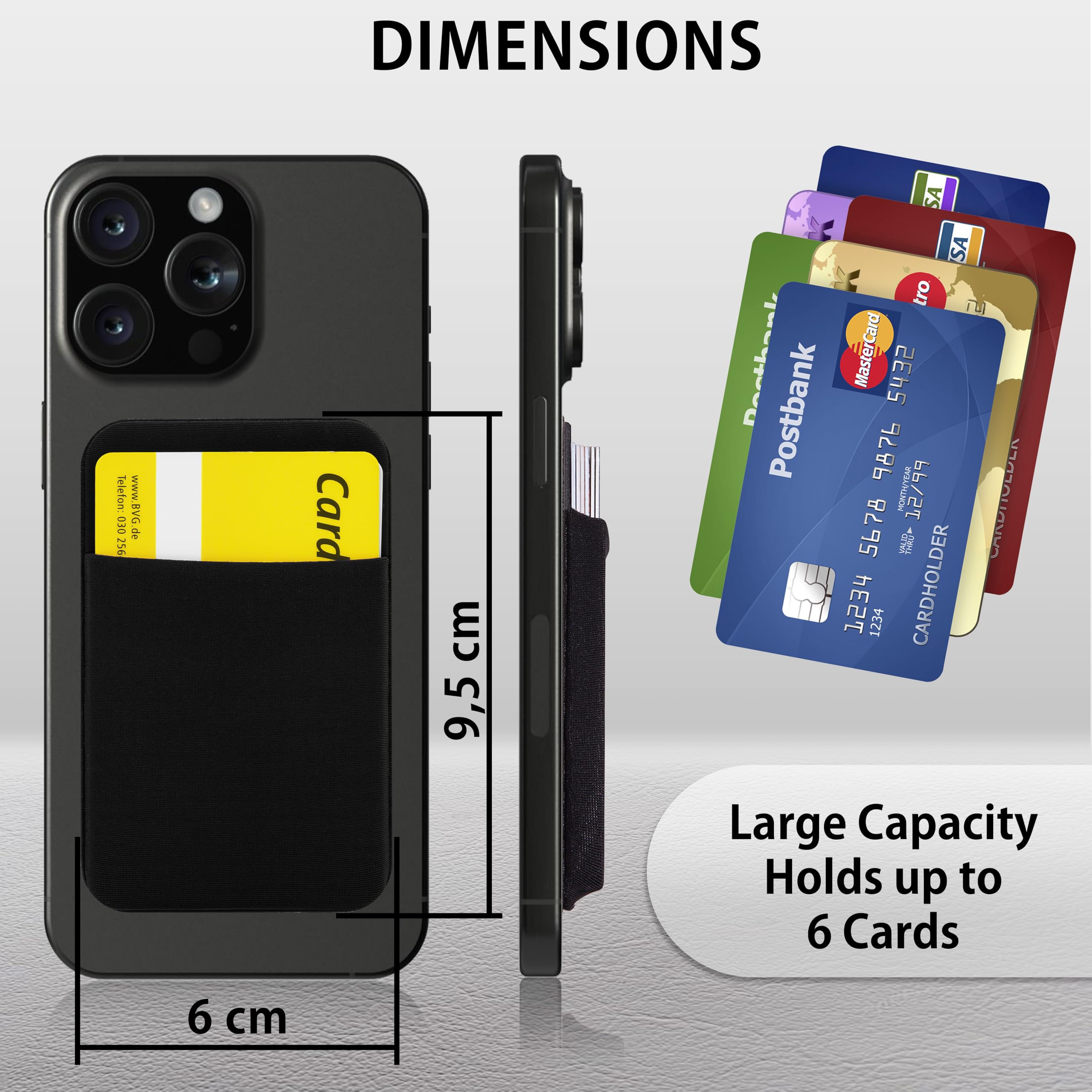 MyGadget 2X Portafoglio per Smartphone X 1 Tasca - Protezione RFID e NFC – Porta Carte di Credito Cuffie o Soldi - Wallet per Cellulare da incollare - Nero