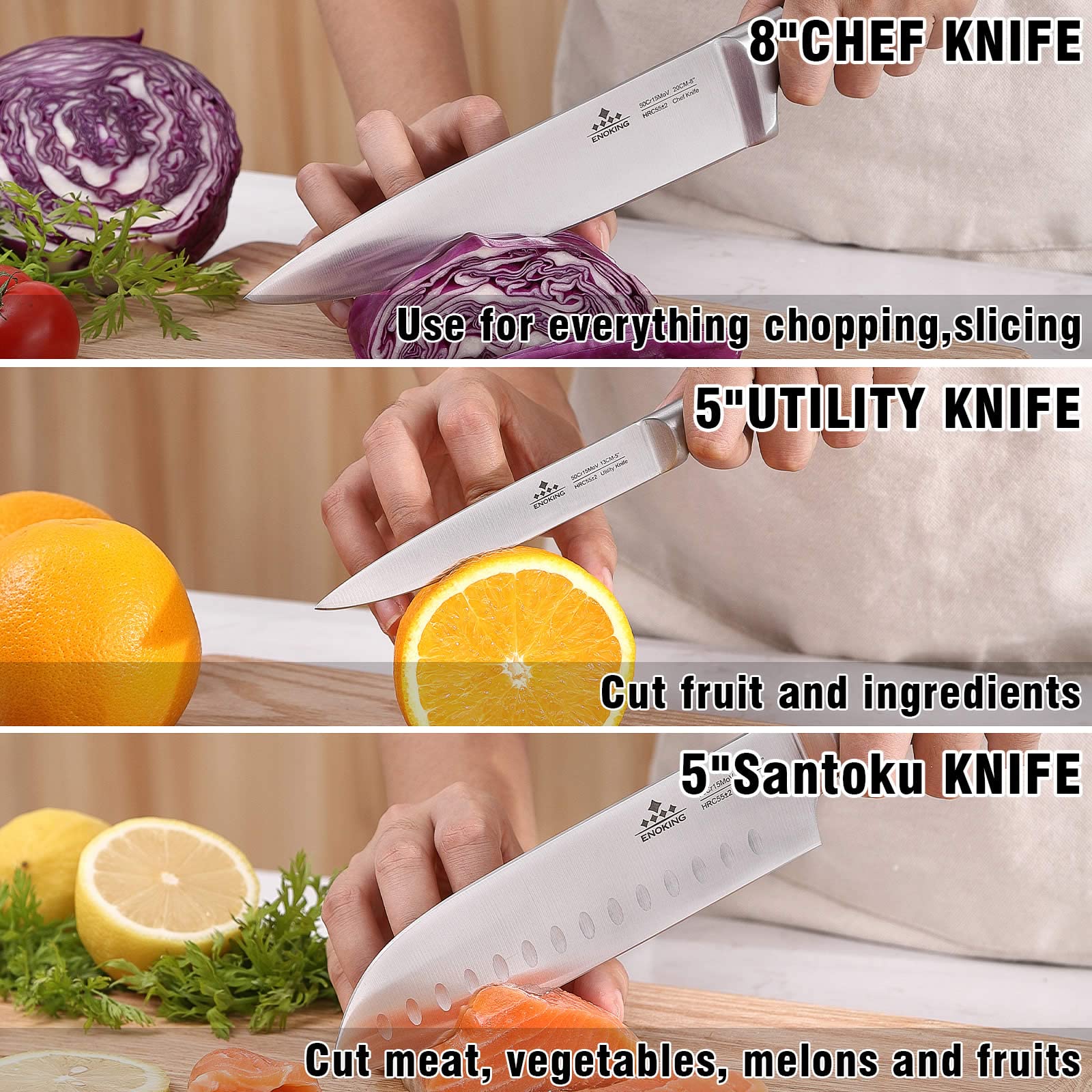 Buy Knife Set, ENOKING 8 Pieces Kitchen Knife Set, Chef Knife Set with