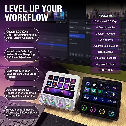 Miniatura 3 de Teclado Macro, Controlador de Deck de Transmisión, Mesa de Sonido con Teclas Programables, Teclado de Accesos Rápidos USB para Juego en Streaming,