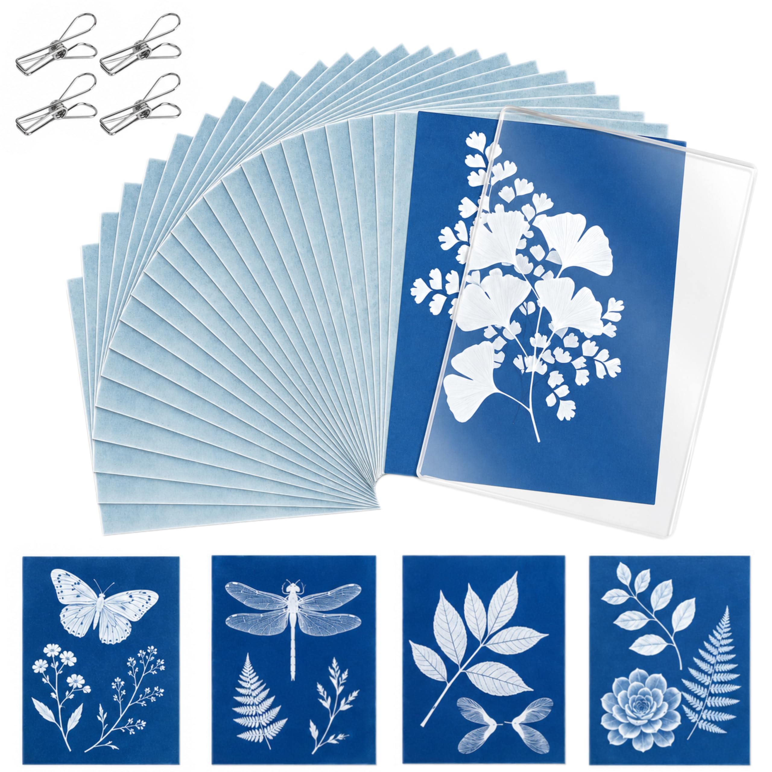 32pcs A5 Cyanotype Paper Premium Sun Print DIY Craft Kit for Adults & Teens