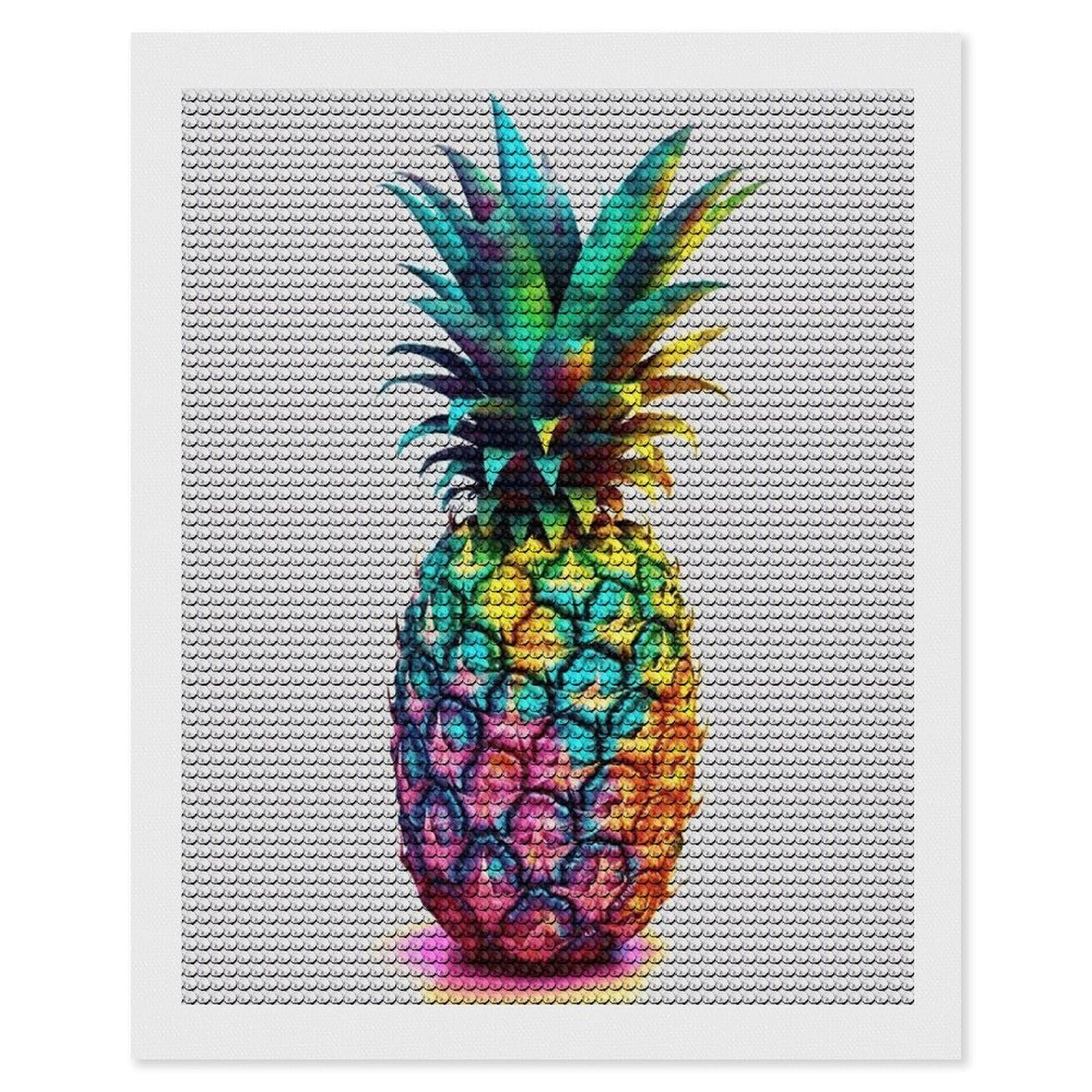 MUSM Colored Pineapple Diamond Painting Kits for Adults DIY Round Paint with Diamonds Pictures Personalized Diamond Photo Art Full Drill for Beginners Wall Decor Gifts