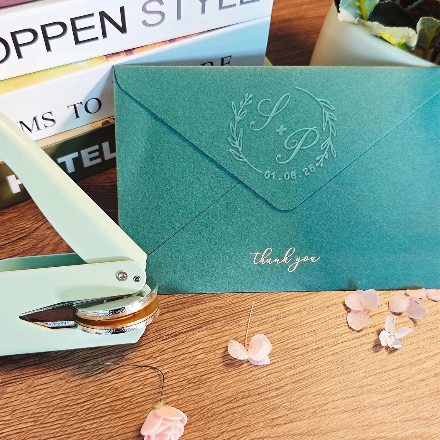 Personalized Wedding Embosser, Custom Embosser Stamp for Wedding, Custom Embossers for Invitation,Envelope and Napkin, Handheld Embossed Stamp for Name, Initials and Logo