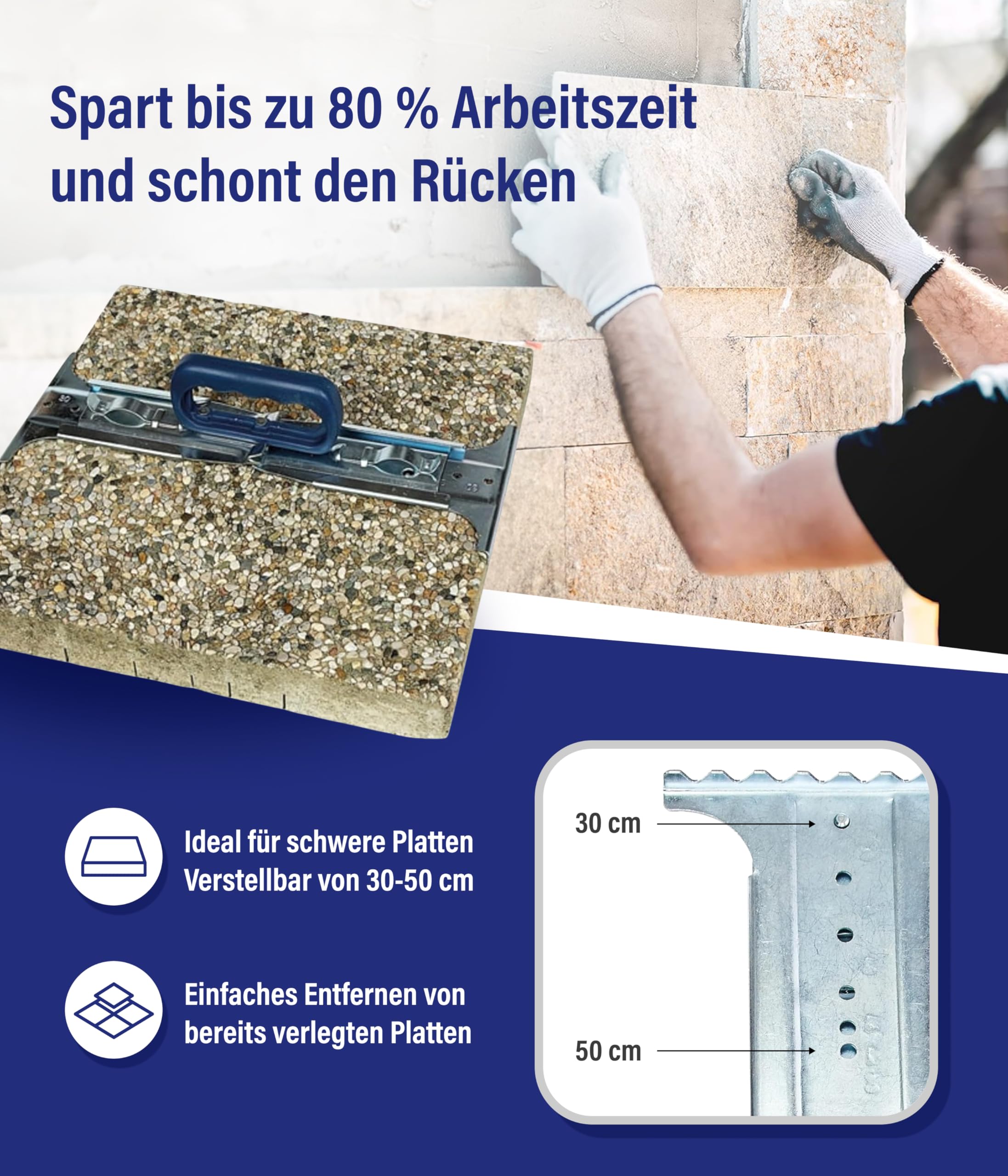 Karl Dahm Plattenkuli I Plattenheber für Platten von 30 bis 50cm I Praktischer Gehwegplatten Heber I Plattenheber Terrassenplatten I Hebehilfe – 10751