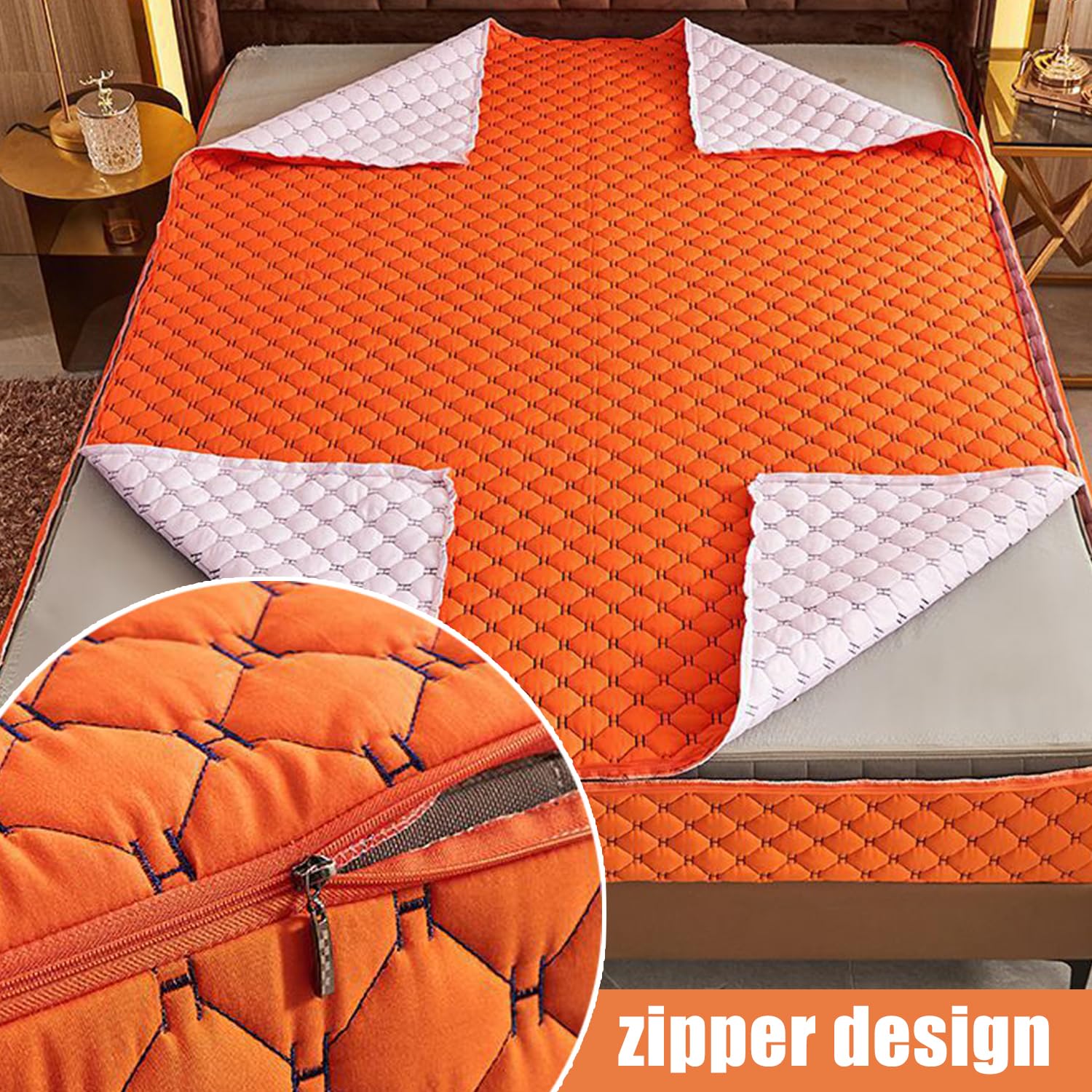 Gelb,90x200+15cm, Anpassbare Full Zip Matratzenschutz Abdeckung Atmungsaktiv&Anti Staub Matratze Ummantelung Abdeckung Doppel/King Komfortables Spannbettlaken Matratzenbezug Waschbar