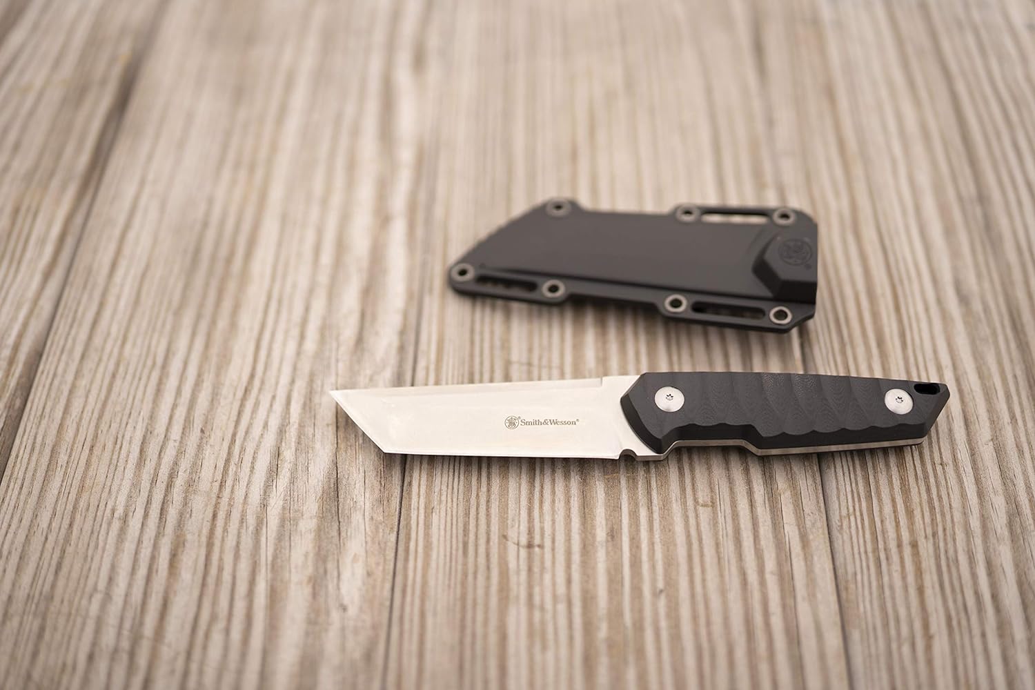 Smith & Wesson 24/7 8.5in S.S. Full Tang Fixed Blade Knife with 4in Tanto Blade and G10 Handle with Rigid Sheath for Outdoor