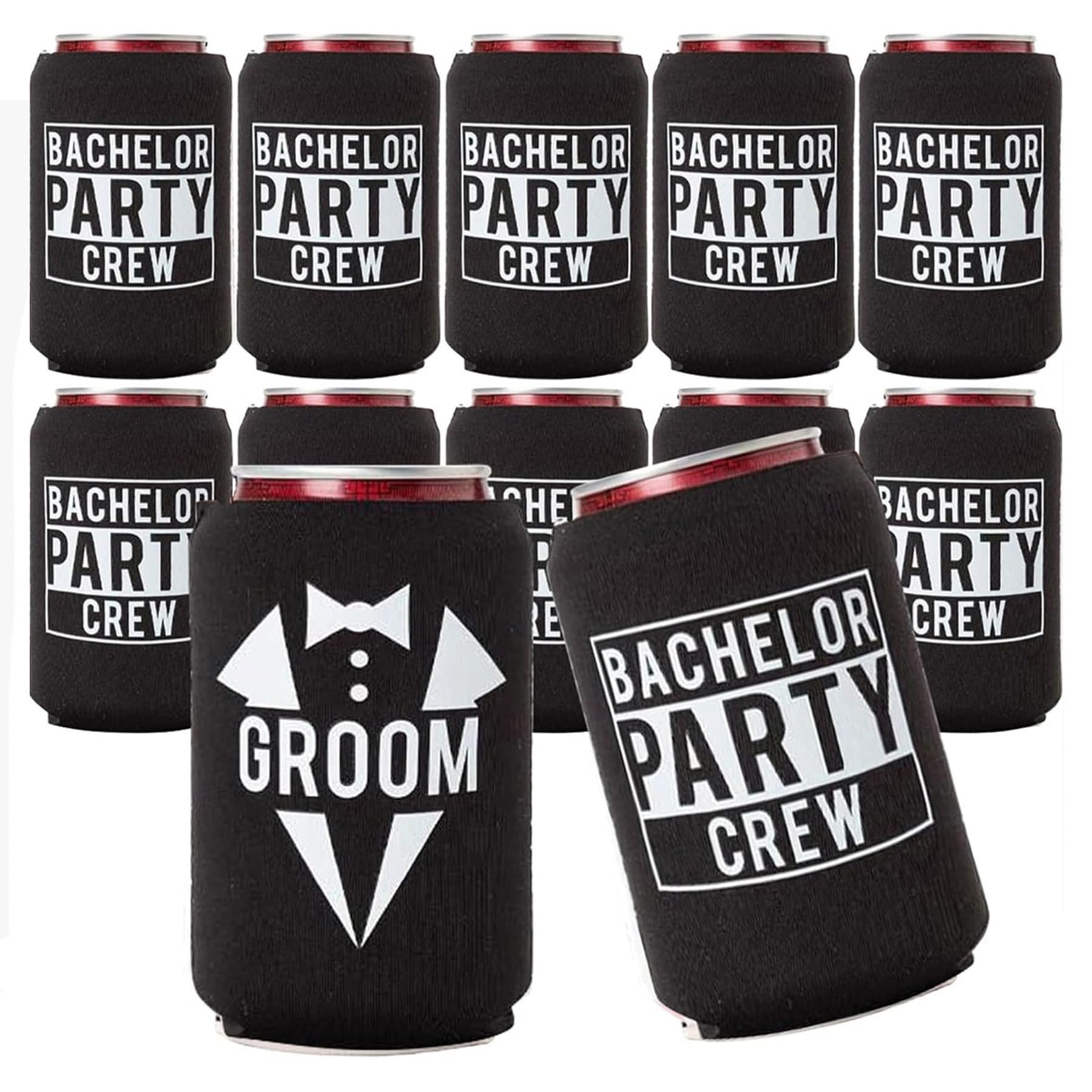 Lot de 12 accessoires noirs pour gobelets isothermes et canettes de bière de fête