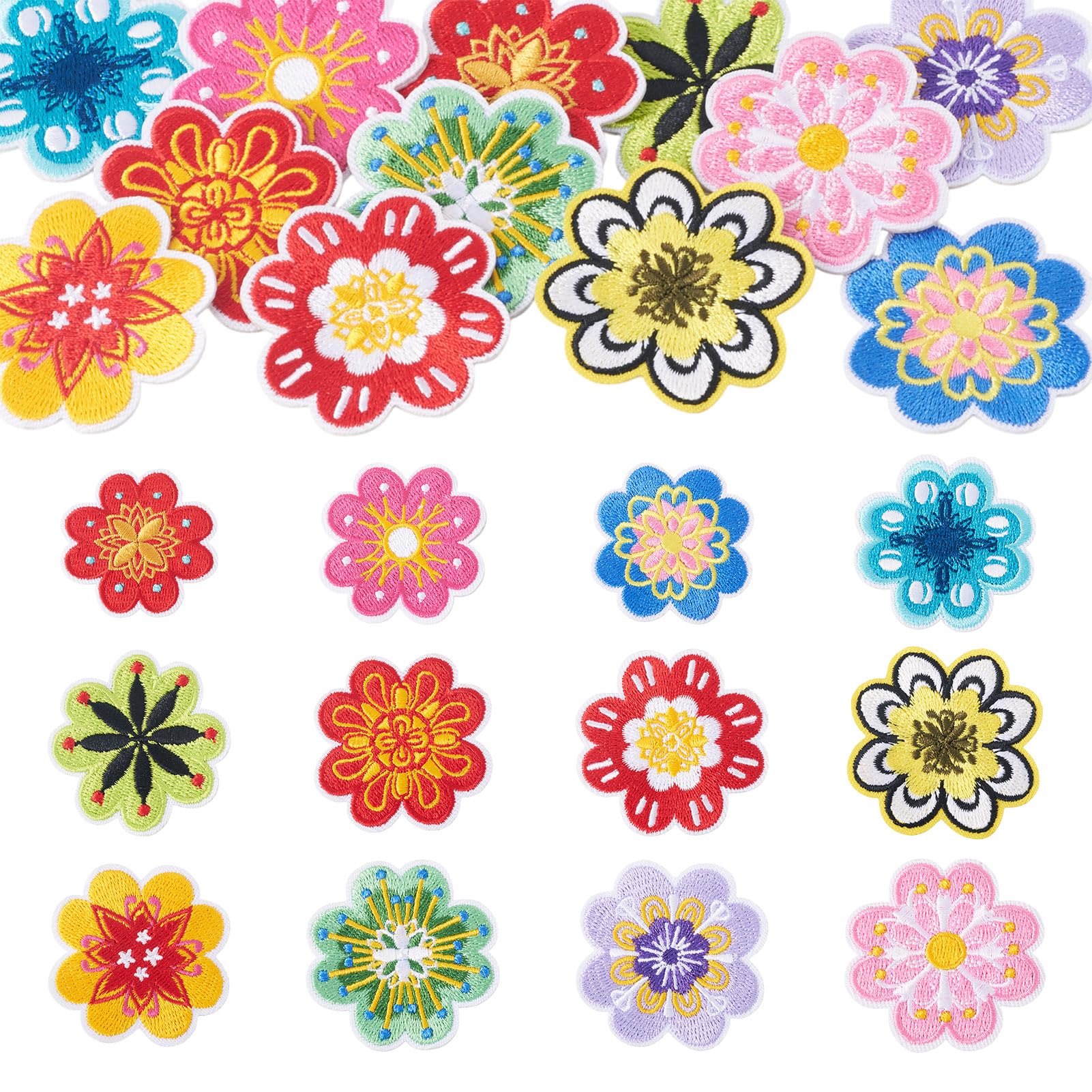 Crafans 12Pcs Flowers Patches Daisy Adhesive Appliques Colorful Flower Costume Accessories Embroidery Iron on Patches or Hats Shoes Shirts Jackets Backpacks