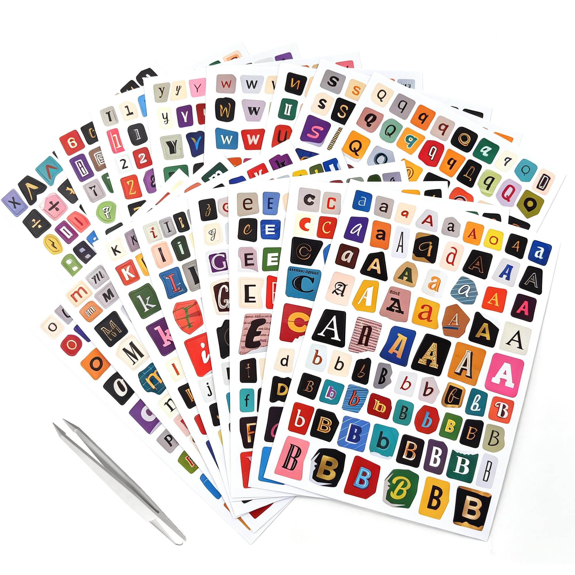 1250pcs Retro Stickers - Self Adhesive Alphabet Letter Stickers