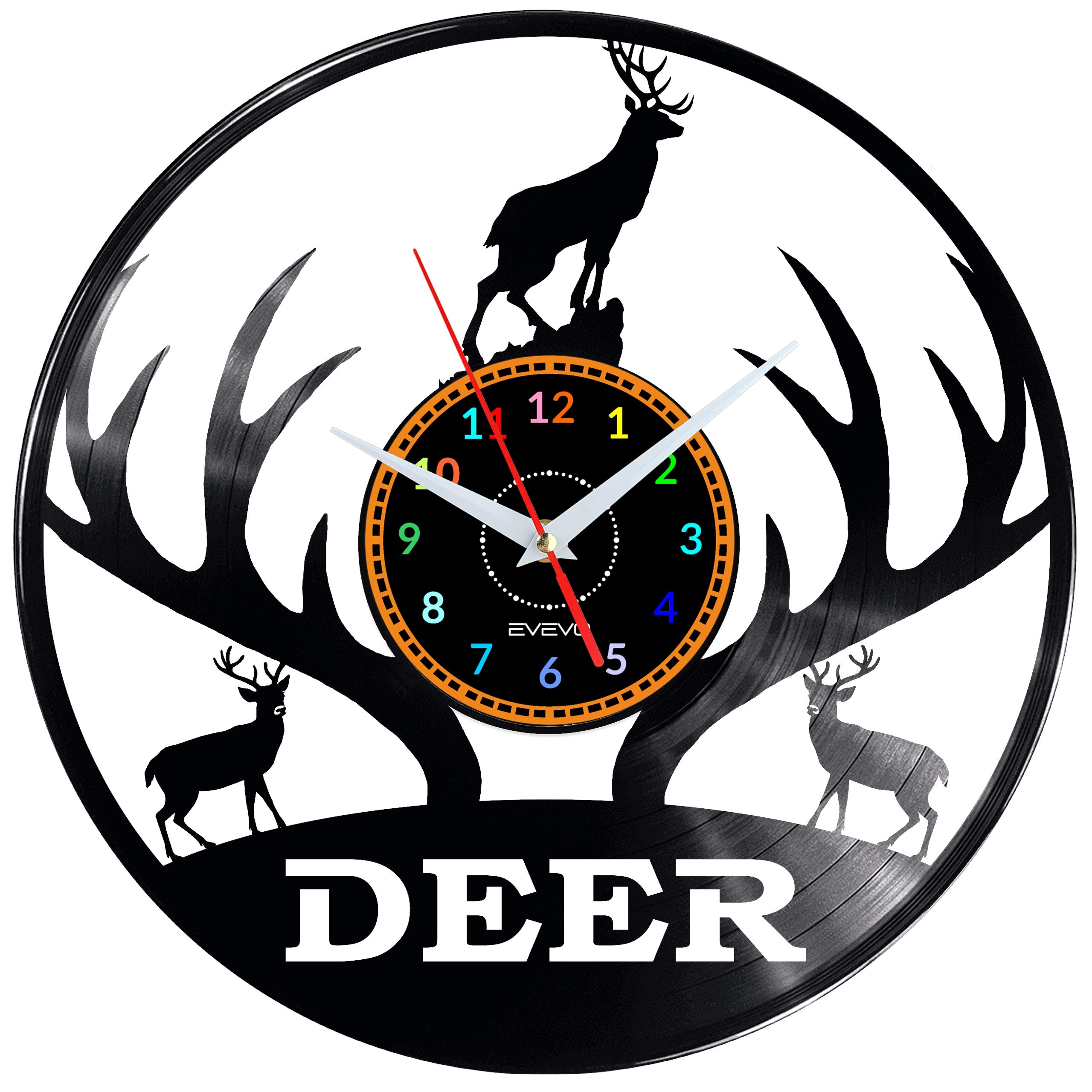Horloge murale cerf en vinyle au mécanisme silencieux pour chambre et bureau