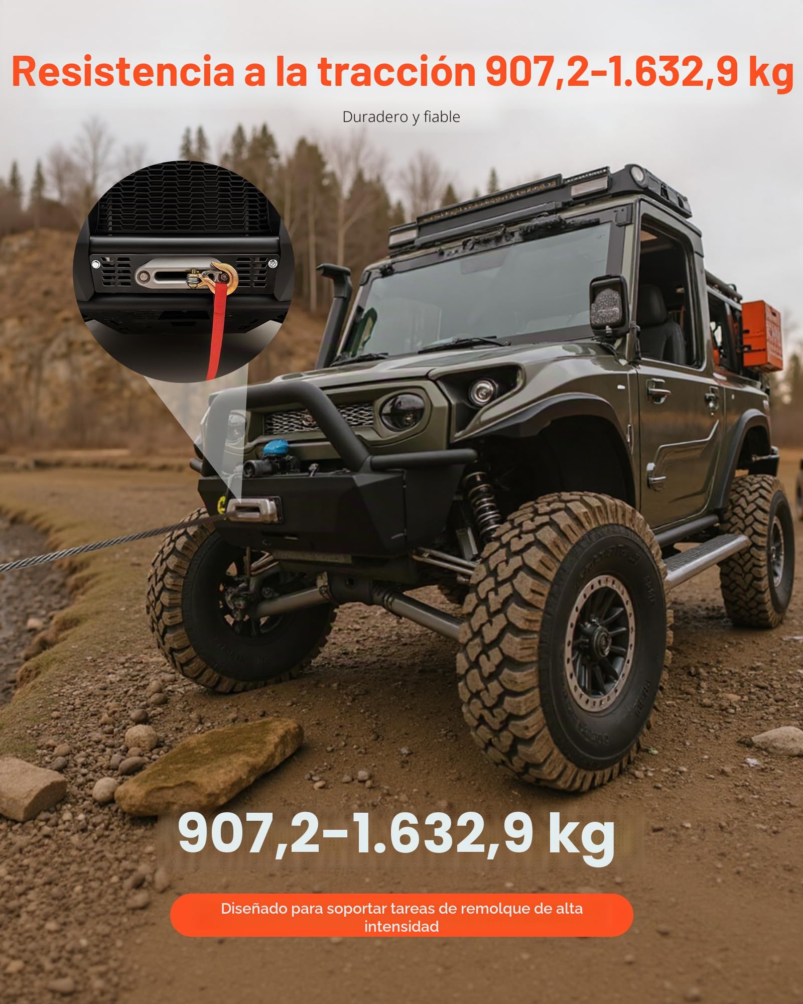 VEVOR Soporte de Cabrestante, Soporte de Enganche de Remolque para Modelos Selectos de Polaris Ranger (2010-2021), Diseño de 3 Orificios Capacidad de 907-1633 kg para Asistencia en Carretera