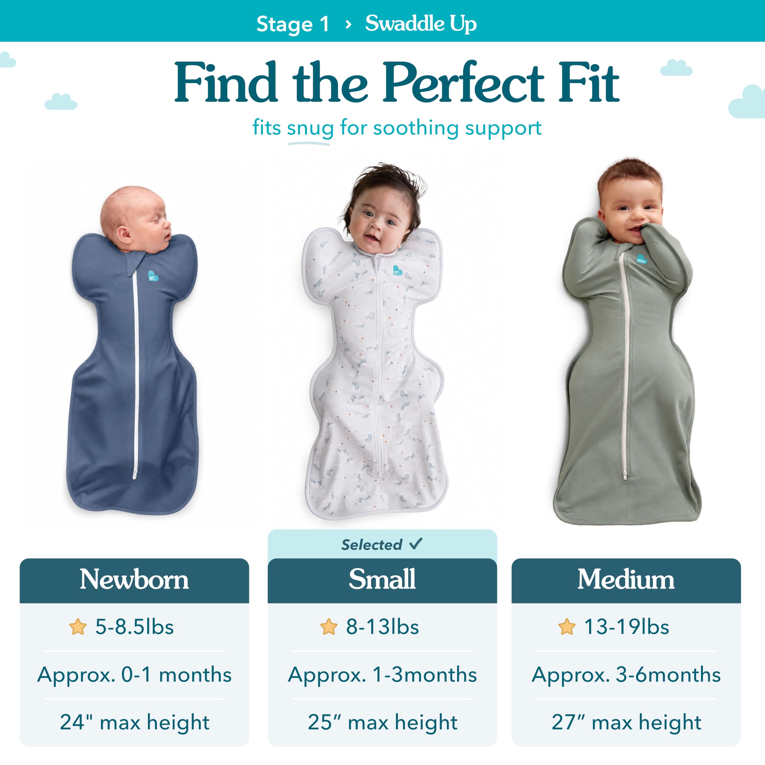 Love To Dream Swaddle UP, Baby Sleep Sack, Twin Zipper For Easy Diaper Changes, Arms UP Position, Hip-Healthy, Lightweight & Breathable, Moderates Temperatures 20–24°C, Small 1-3 Months, Cream 2