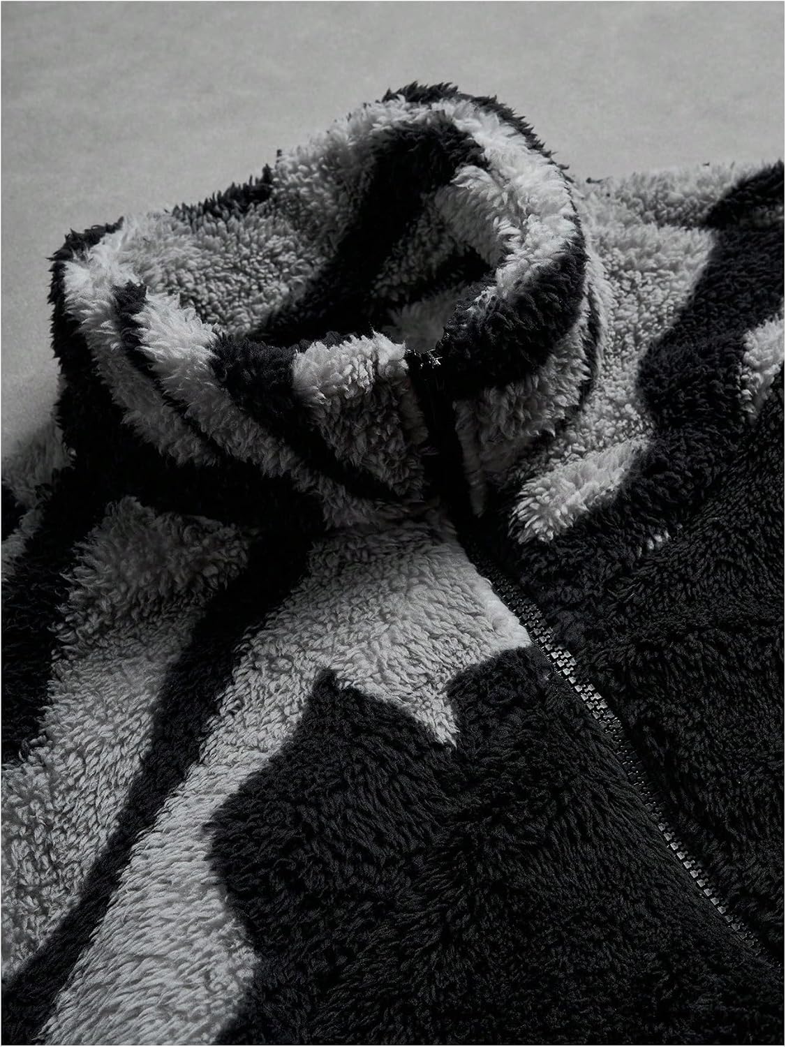 SOLY HUX Men's Color Block Fleece Jacket Zip Up Long Sleeve Fuzzy Sherpa Warm Outerwear Winter Coats