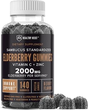 Sambucus Black Elderberry Gummies, Zinc, Vitamin C, 140 Count