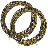 Vista 77 de Fender 10-Foot Professional Instrument Cable, Straight-Angle, Desert Camo - 2 Pack